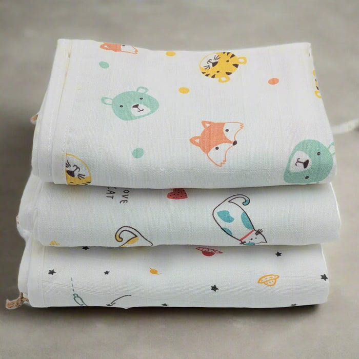 3-Pack Mulmul Muslin Swaddle Blankets for Newborns