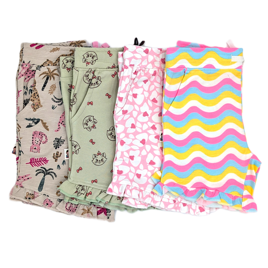 4-Pack Girl's Printed Cotton Shorts