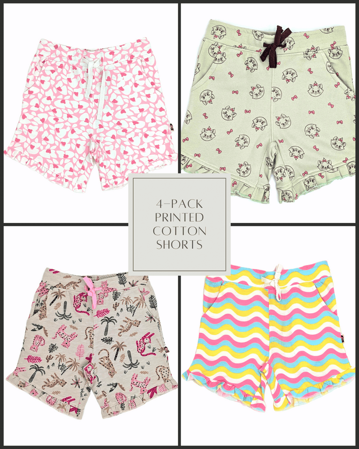 4-Pack Girl's Printed Cotton Shorts
