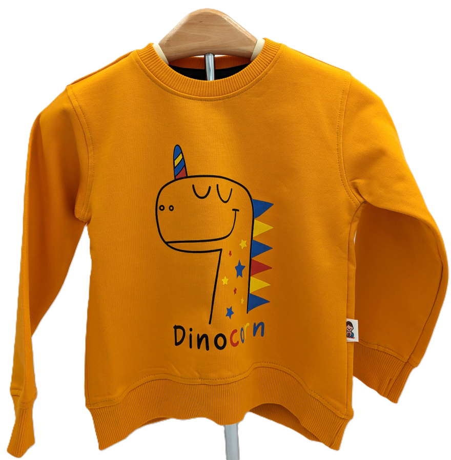 Dinocorn! Organic Cotton Kids' Crewneck Sweatshirt | Orange