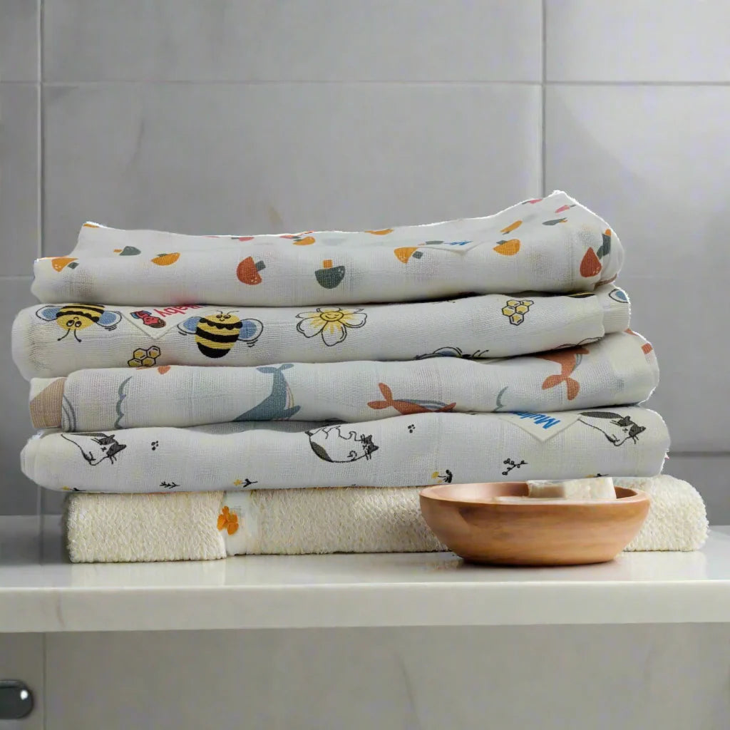 MulmulBaby 3-Pack Organic Muslin Baby Swaddles — breathable double-layered comfort