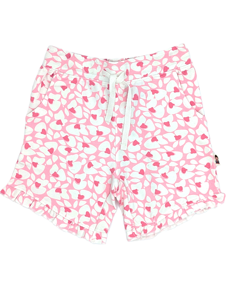 Girl's Printed Cotton Shorts - Pink of Hearts
