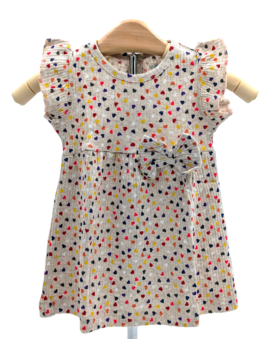 Cotton Infant Dress with Rainbow Hearts