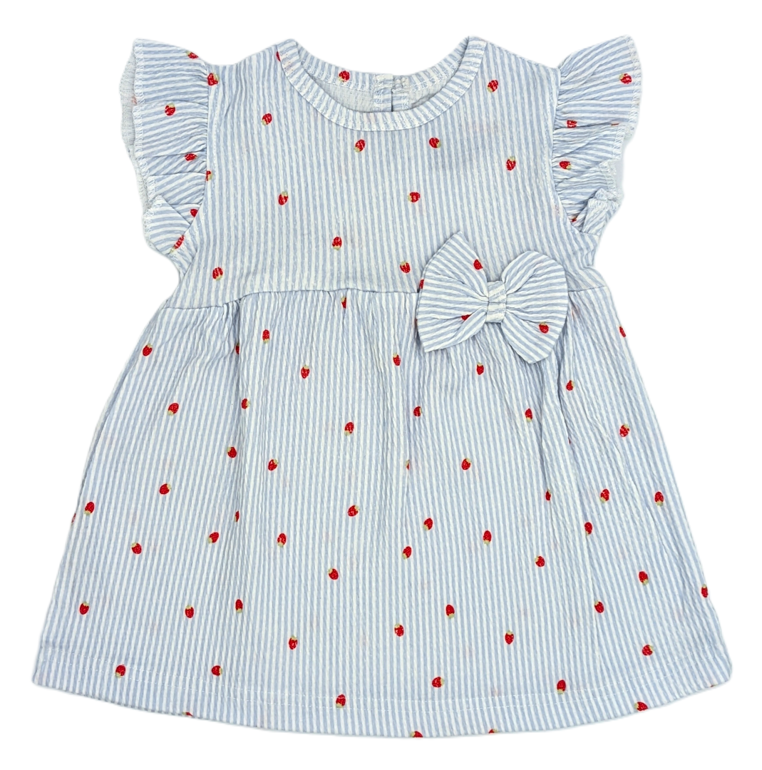 Blue Striped Strawberry Dress