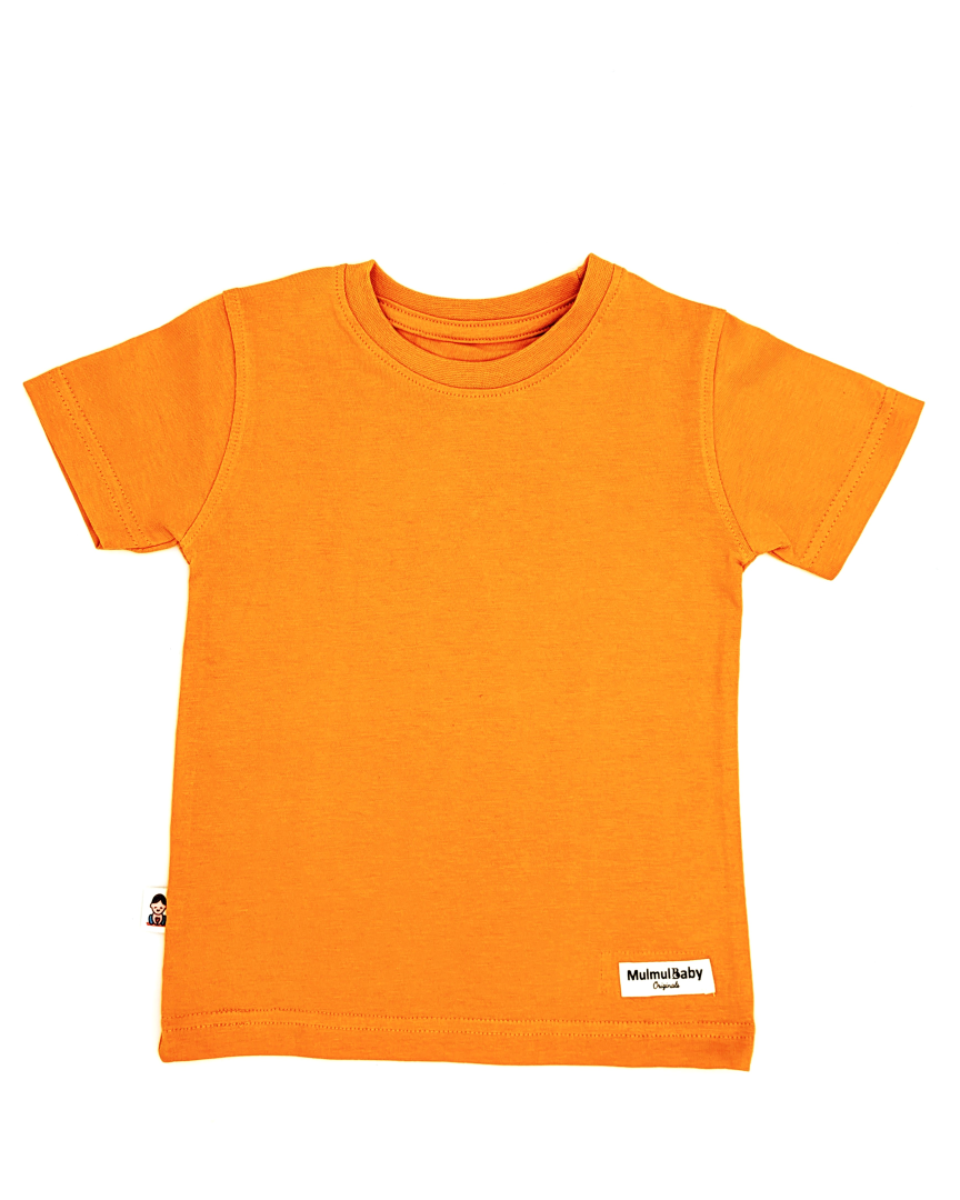 Plain cotton kids t-shirt in mustard yellow
