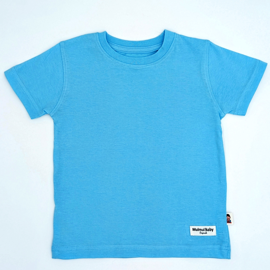 Plain cotton kids t-shirt in sky blue