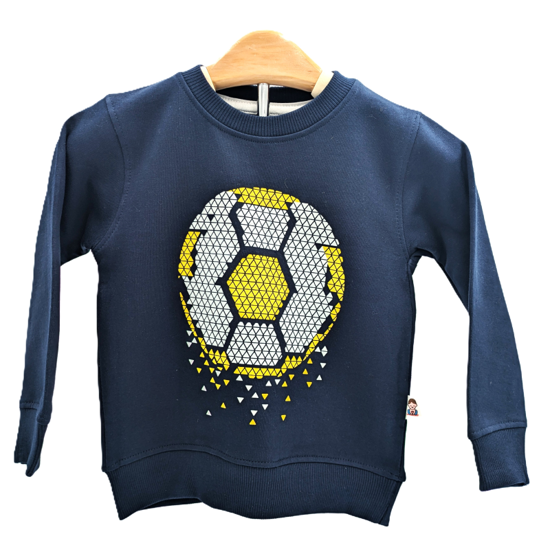 Soccer Time! Organic Cotton Kids' Crewneck Sweatshirt | Navy Blue