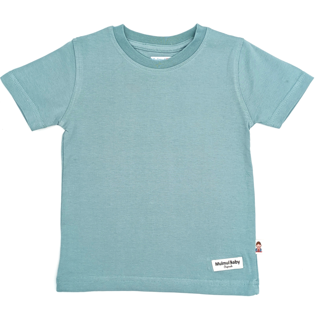 Plain cotton kids t-shirt in turquoise