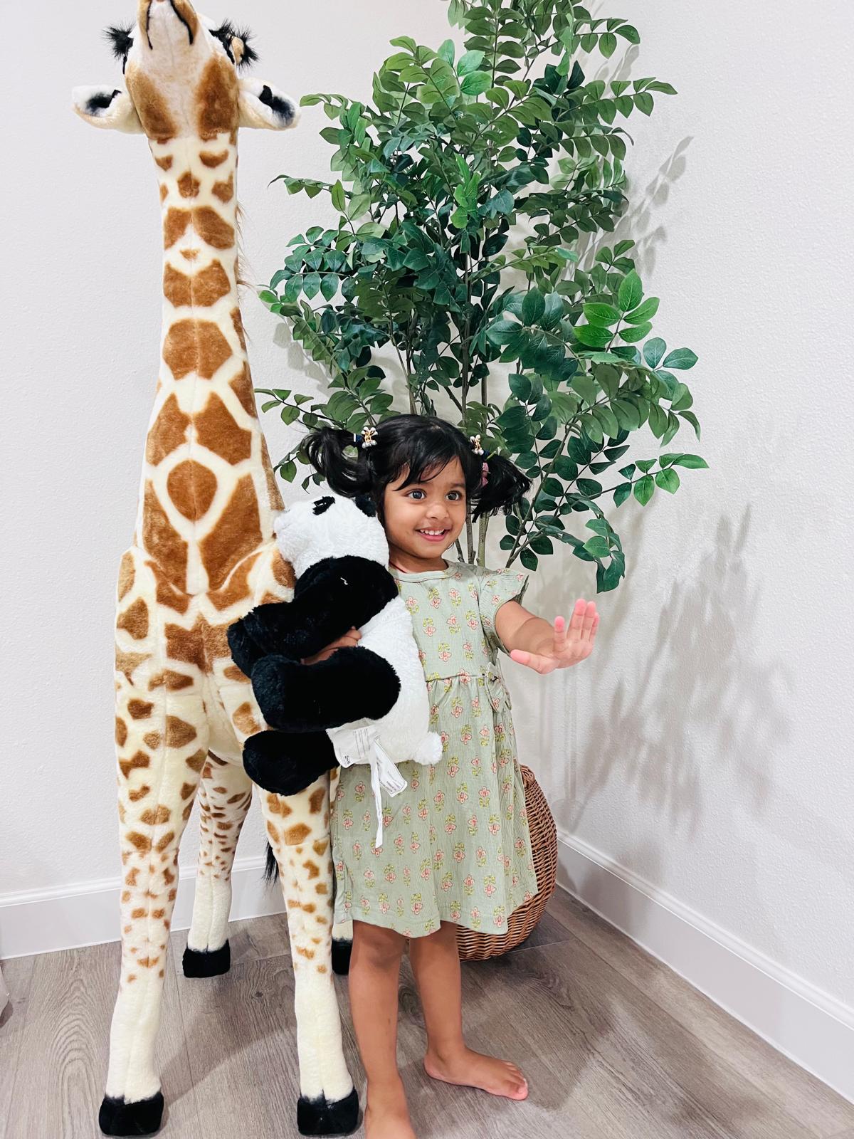 Olive Green Floral Cotton Dress for Girls