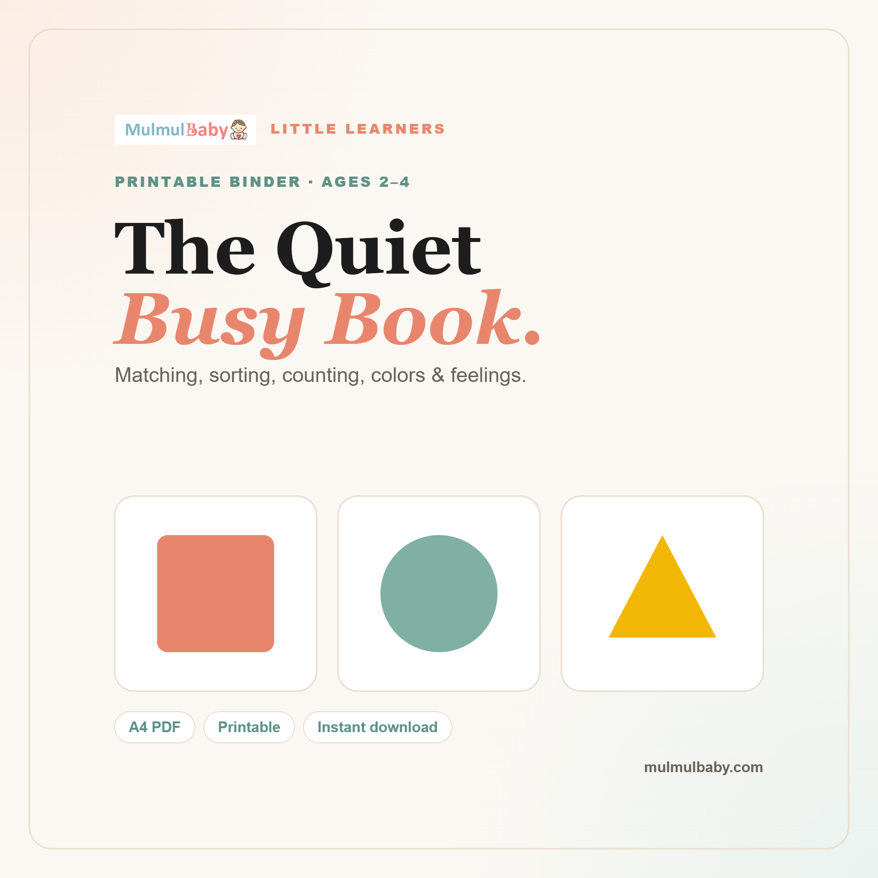 The Quiet Toddler Busy Book printable cover