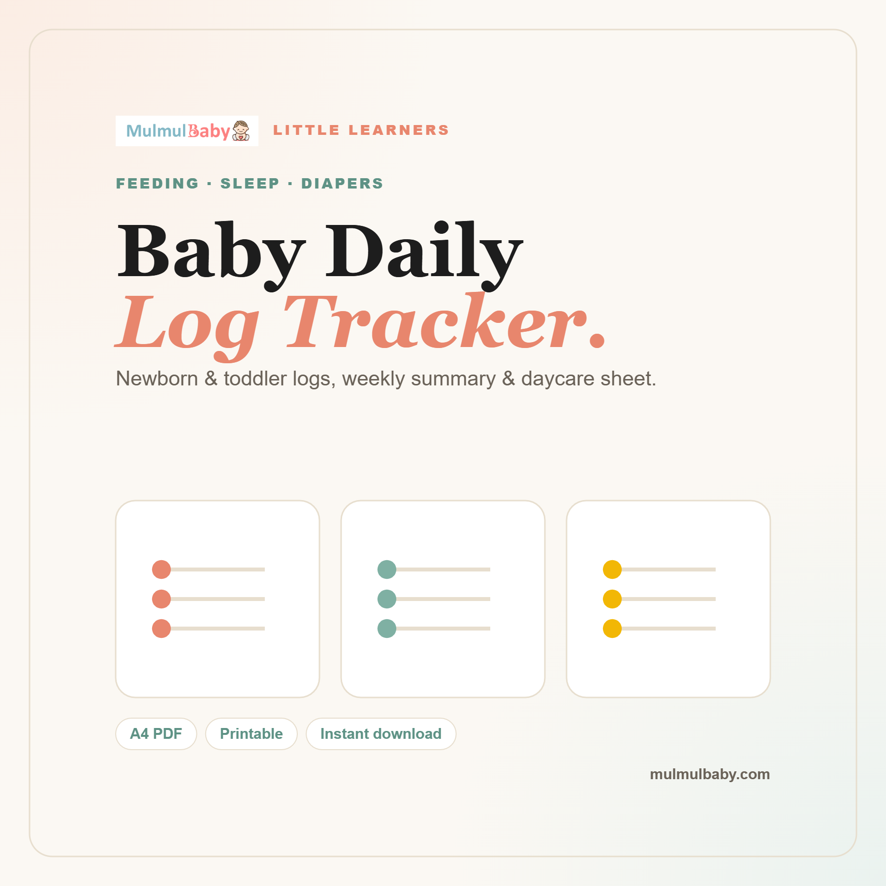 Baby Daily Log Tracker printable cover