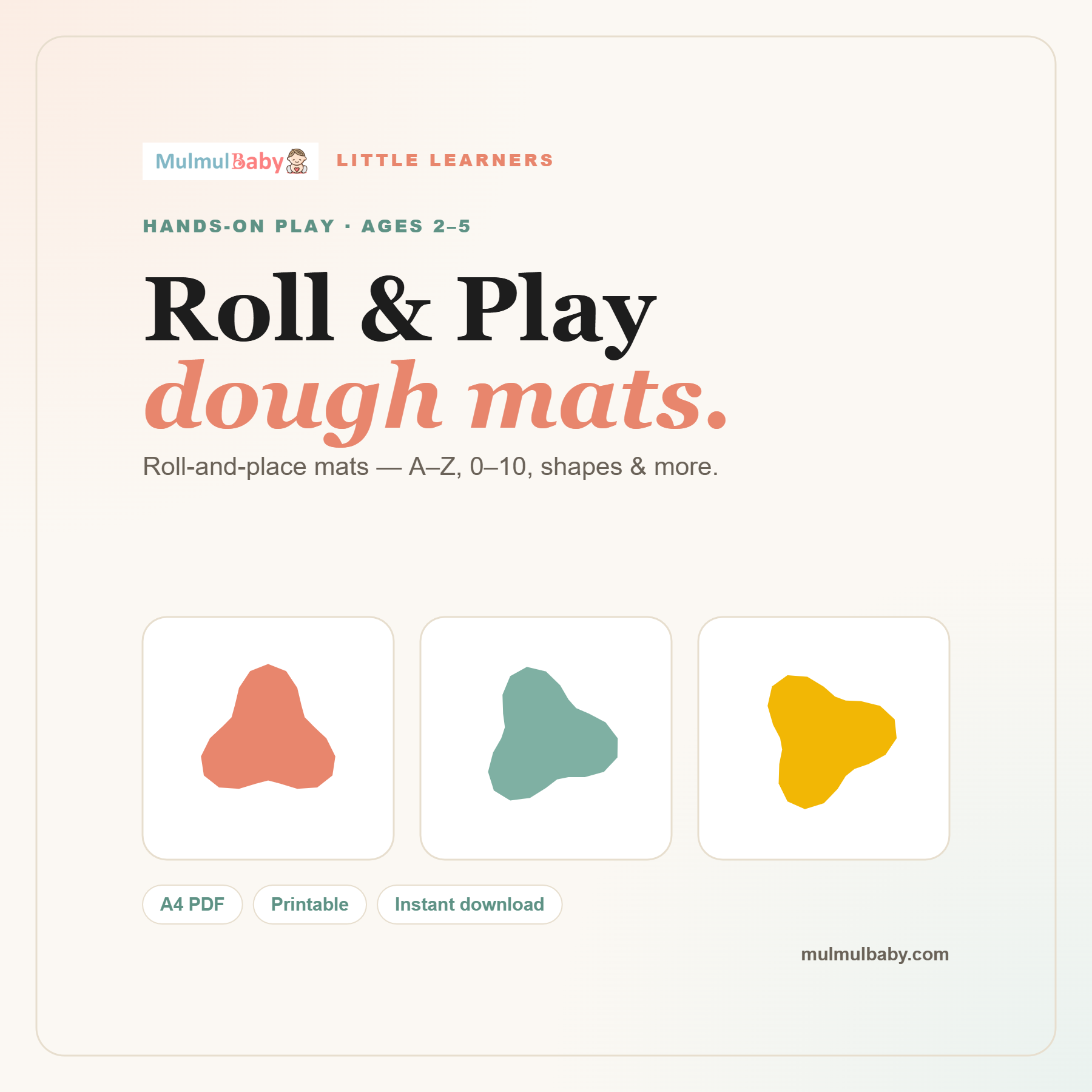 Roll and Play Dough Mats printable cover