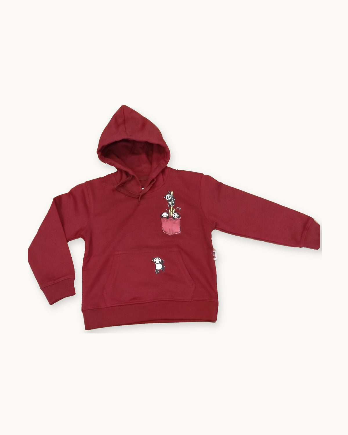 Red Panda Pocket hoodie on its own, front view
