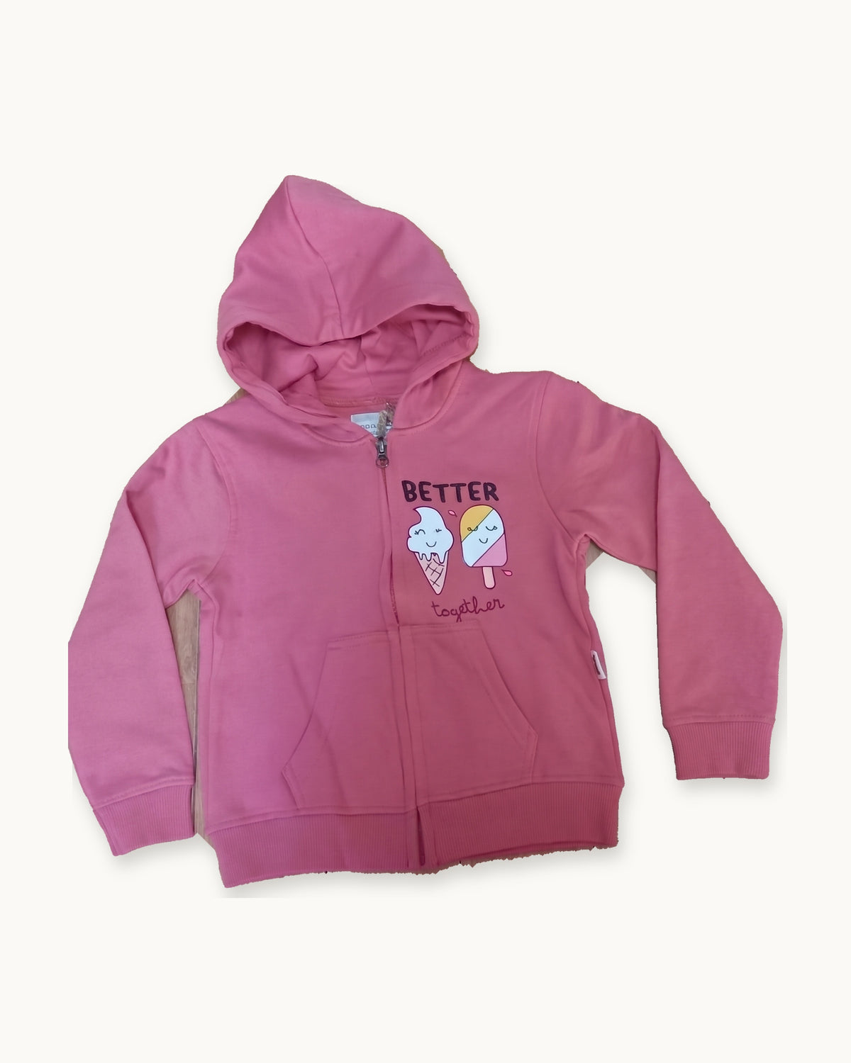 Rose Better Together zip hoodie on its own, front view