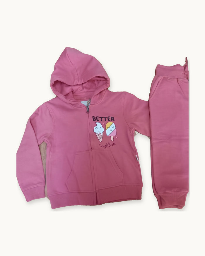 Rose Better Together zip hoodie and matching joggers laid flat