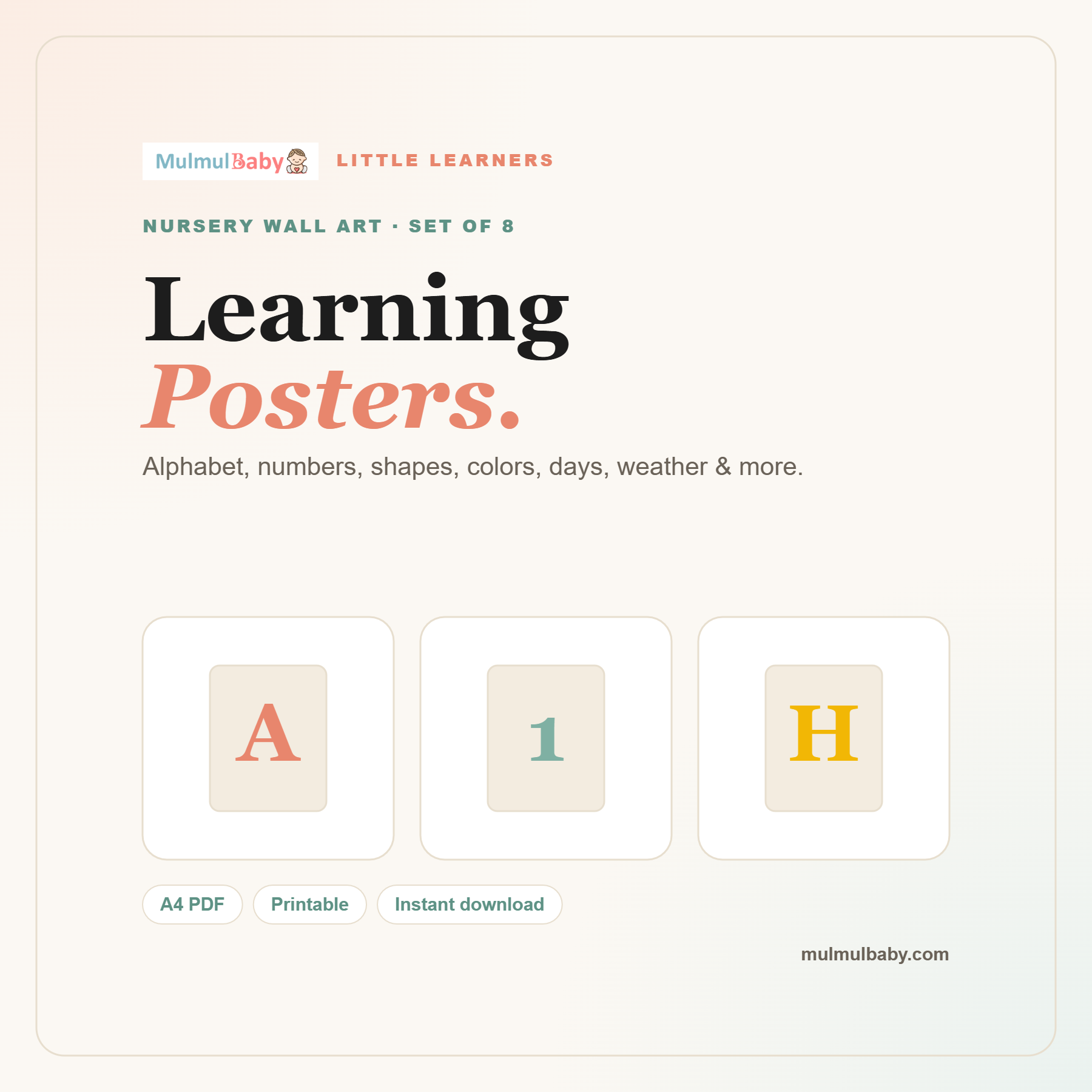 Learning Posters set printable cover