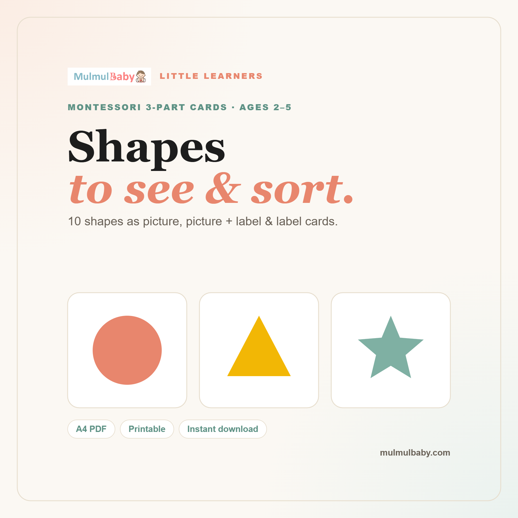 Shapes Montessori 3-Part Cards printable cover