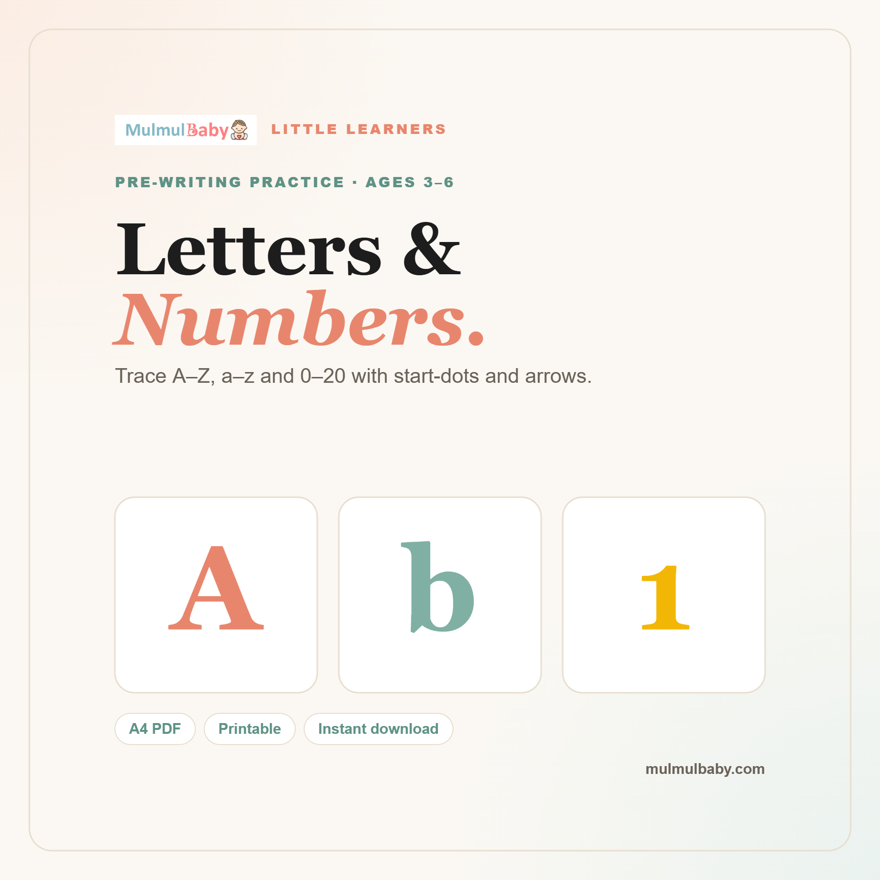 Alphabet and Number Tracing printable cover